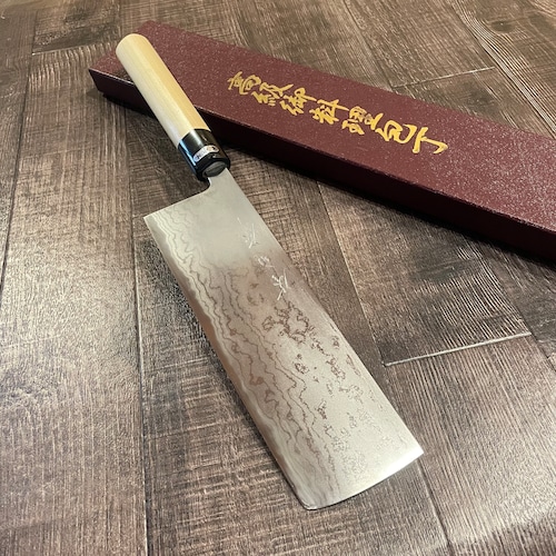 "Shuji Toyama"  nakiri 210mm  Suminagashi  Buffalo Magnolia Handle