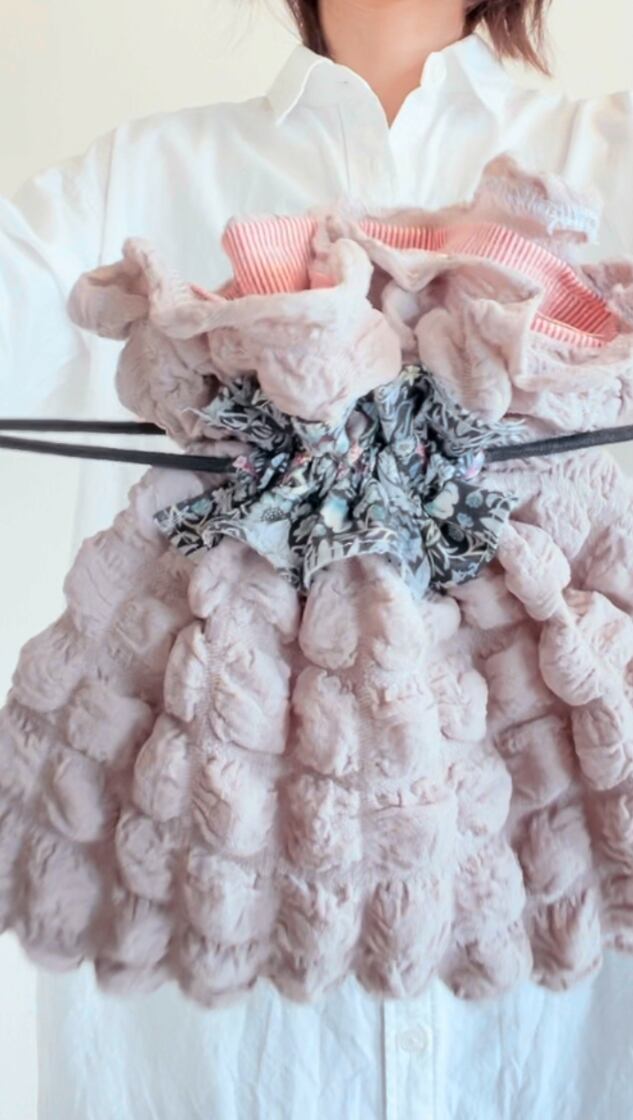 リバティ&ポコポコ生地 肩掛け可能 巾着 バッグ