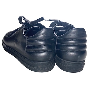 VERSACE black leather sneakers