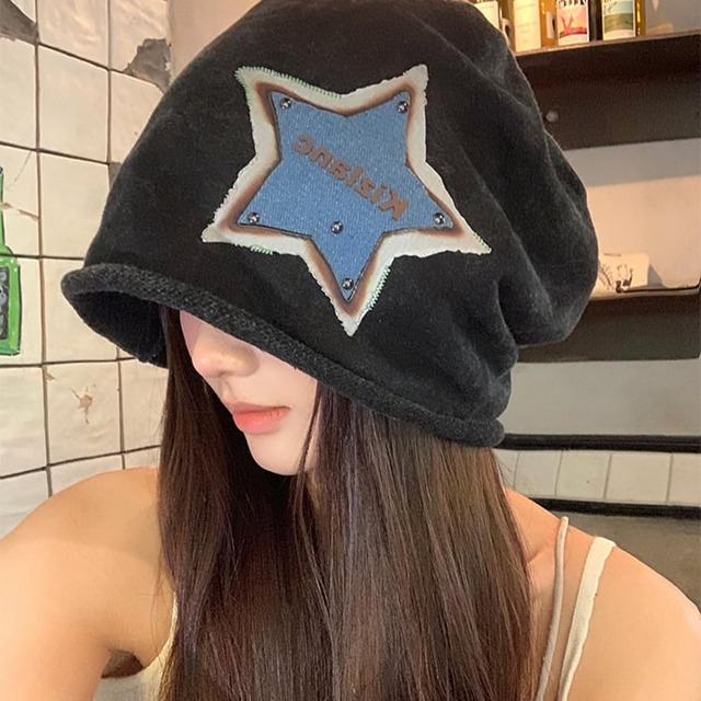 ニット スターパッチ ビーニー キャップ　◆４col　S1066