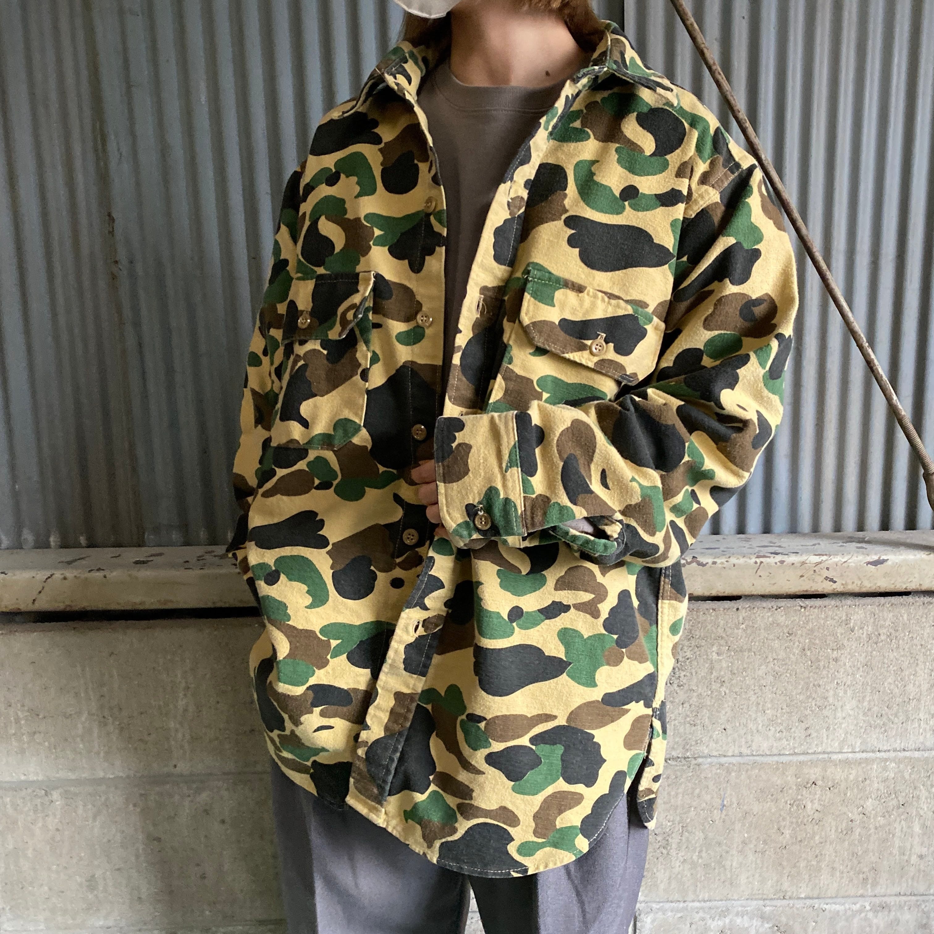 USA製 70年代 Woolrich ウールリッチ ダックハンターカモ 迷彩 長袖 