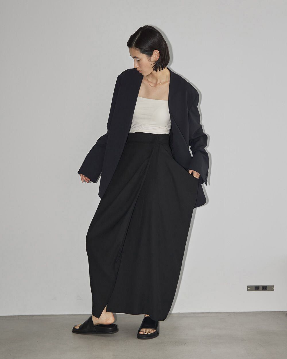 TODAYFUL Drape Satin Skirt