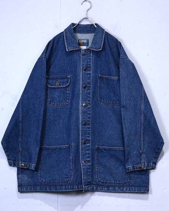 【Caka act2】80's “EXHAUST” Vintage Loose Denim Coverall Jacket