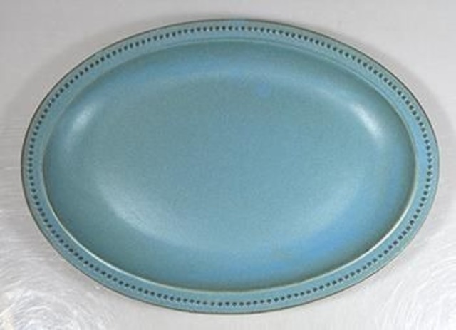 リーブル21.5㎝オーバルプレート(黒土青)