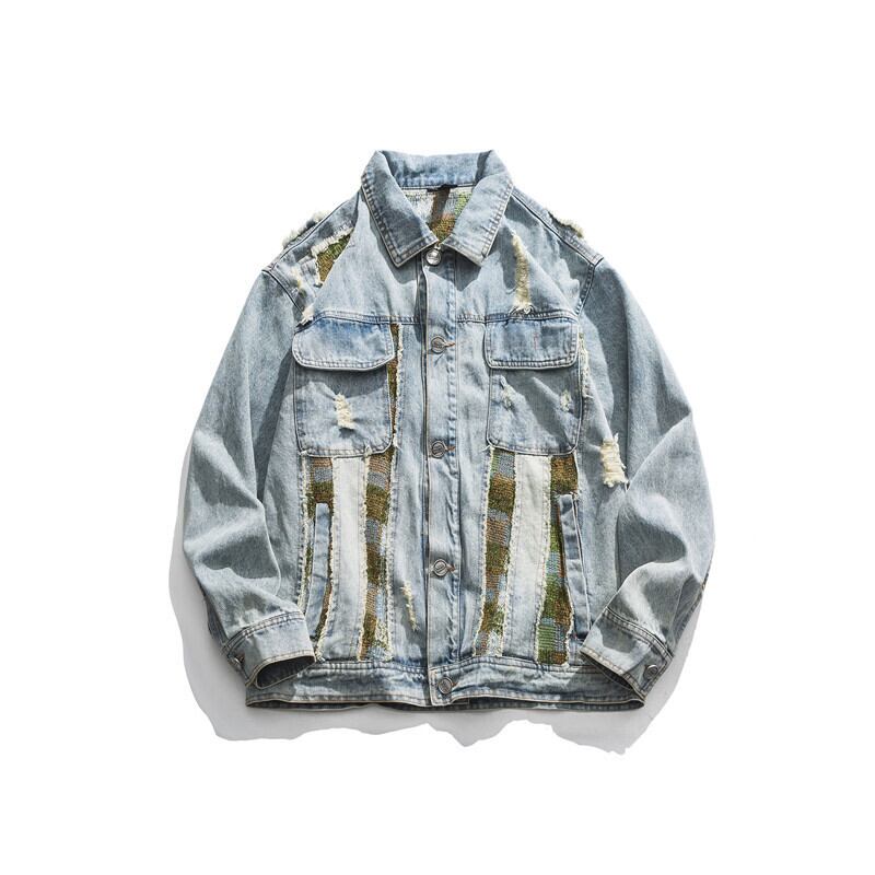 Yidao Vintage Spring Loose Jacket ese Retro Workwear Jacket Men's Washed Contrasting Lapel DenimJacket-アリババ レトロ スプリング 春物 ビンテージ hip6-161148540466477