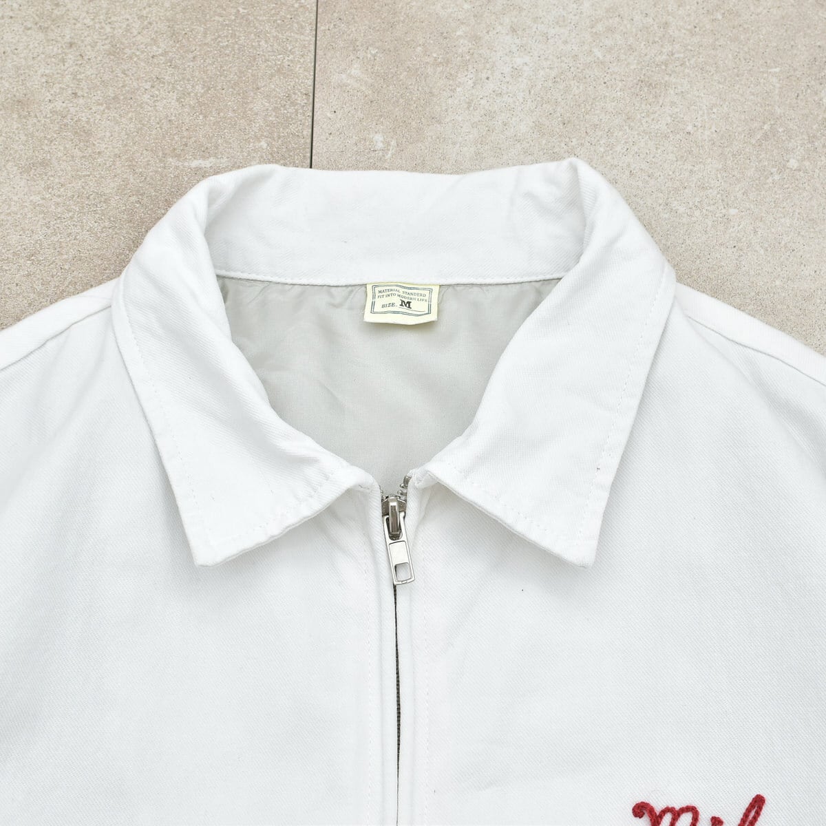 Chain stitch design cotton work jkt white color | 古着屋 grin days