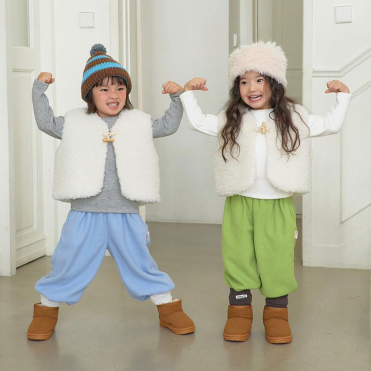 〖取寄〗韓国子供服 / 26winter / Little Hi / ビッグボアベスト / キッズ *XS~XL*