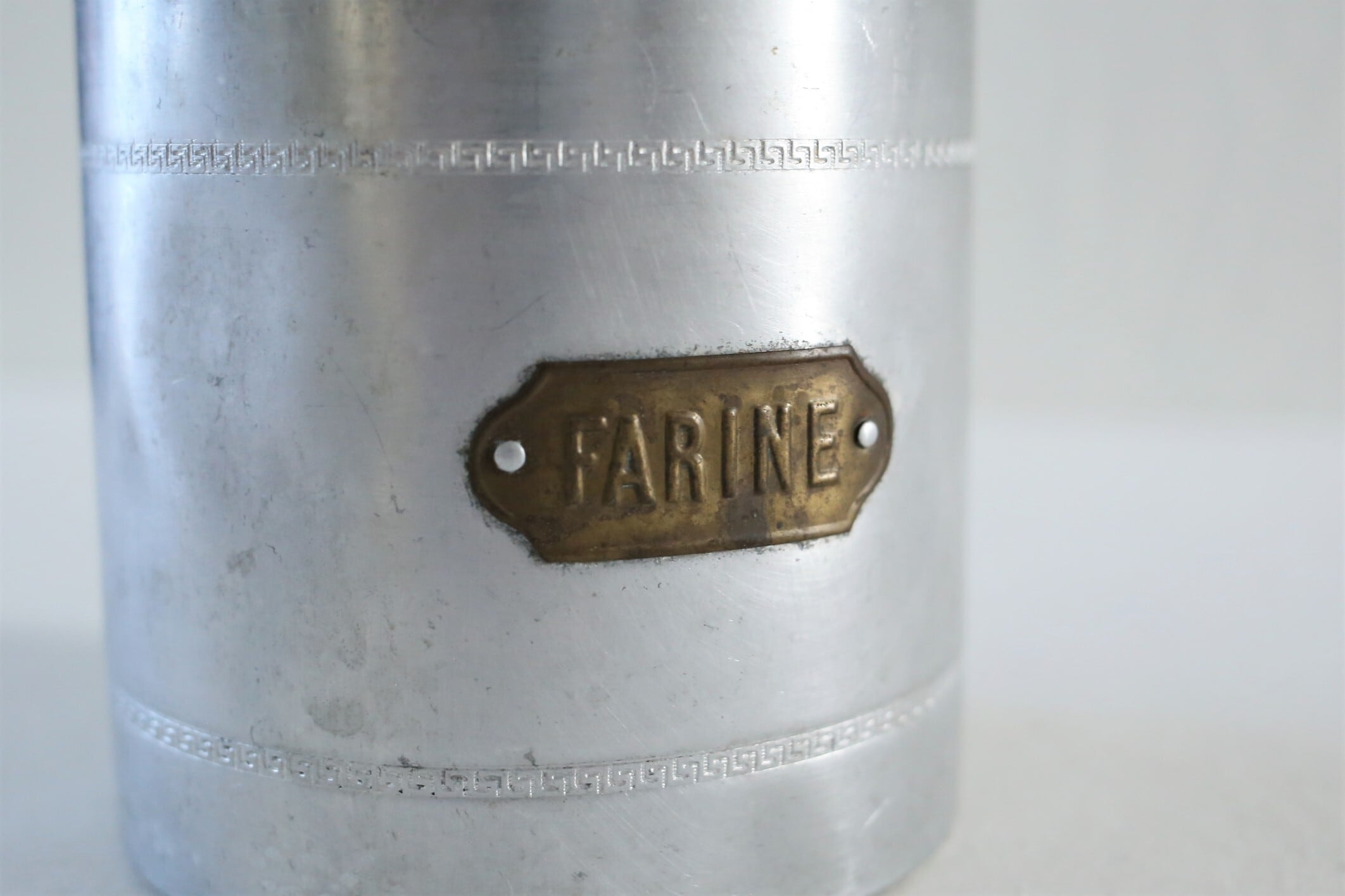 フランス アンティーク ヴィンテージ アルミ製 キャニスター 「 FARINE