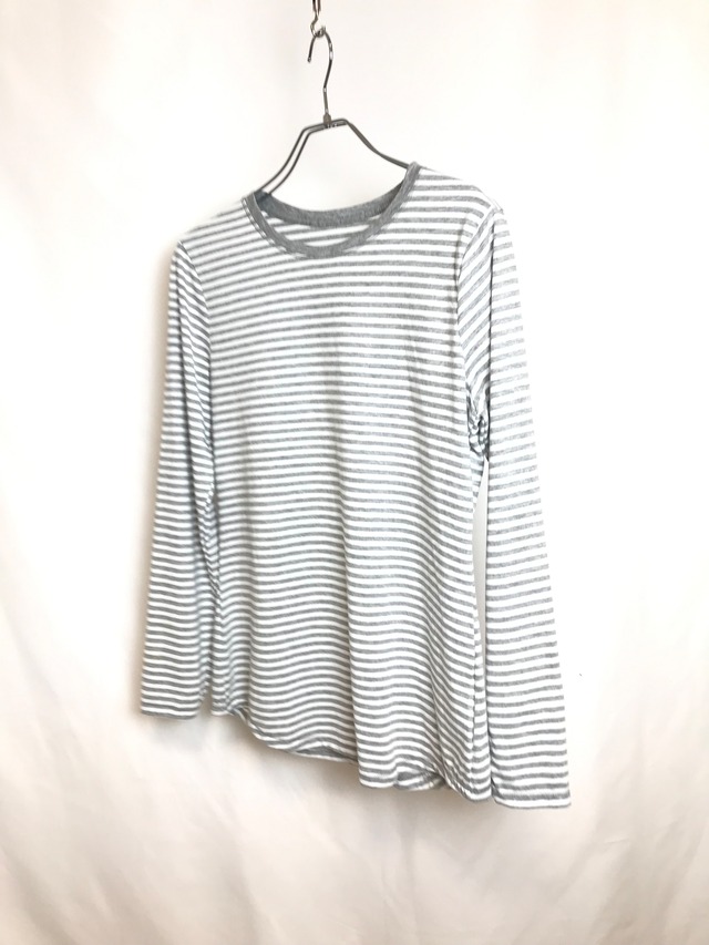 2010s Grey Border Long Sleeve Tee