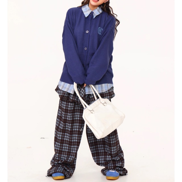 checkered layered balloon skirt pants　チェック柄レイヤードバルーンスカートパンツ　J1522