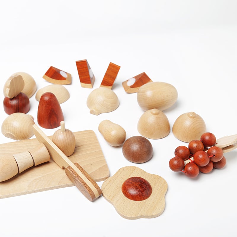 野菜&果物おままごと30点セット 木製おもちゃ ナチュラル 知育玩具