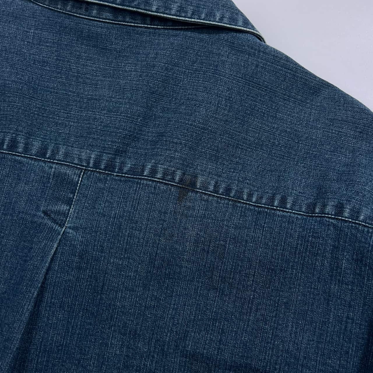 Papas パパス 切替 コーデュロイ シャンブレー デニムシャツ ジャケット L/インディゴ メンズ