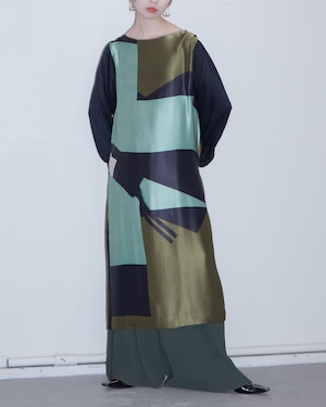 2000s Dries Van Noten - abstract satin dress