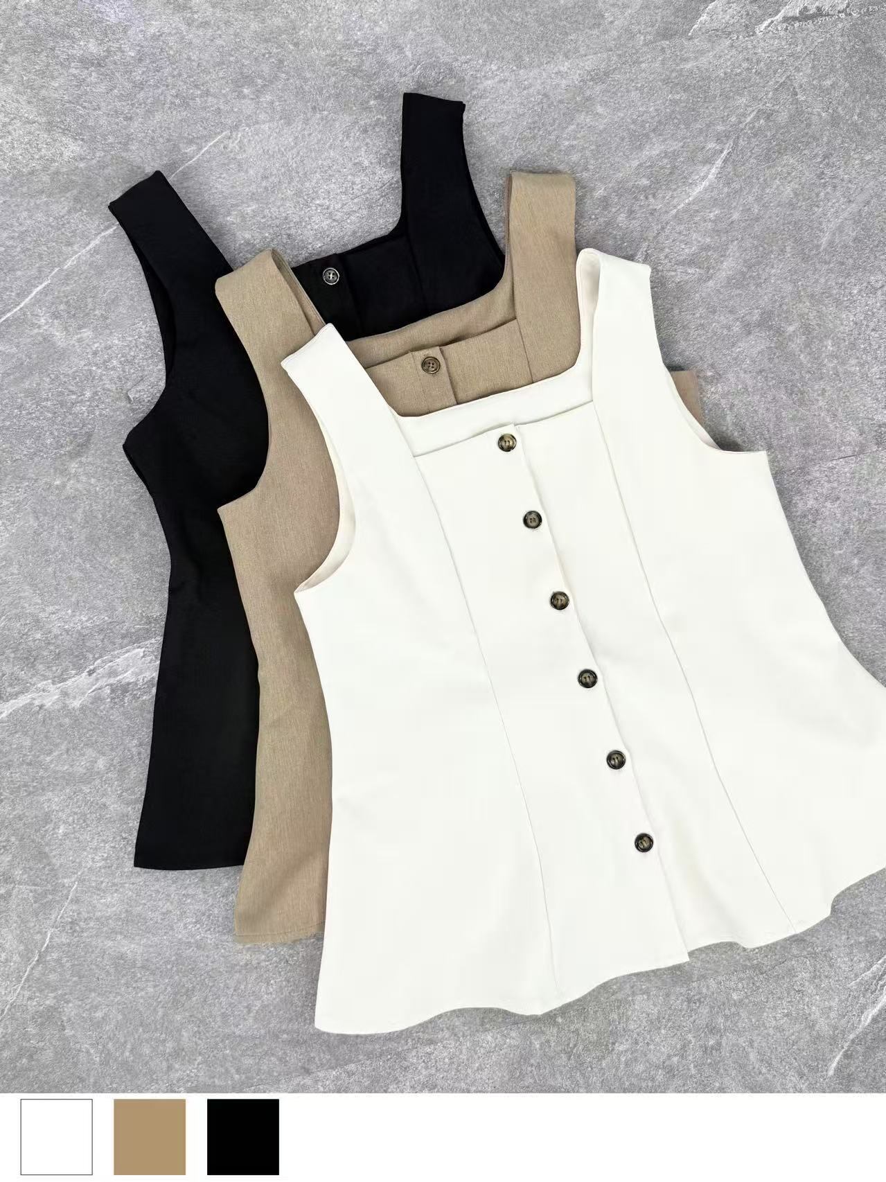 スクエアネックファムフレアジレ