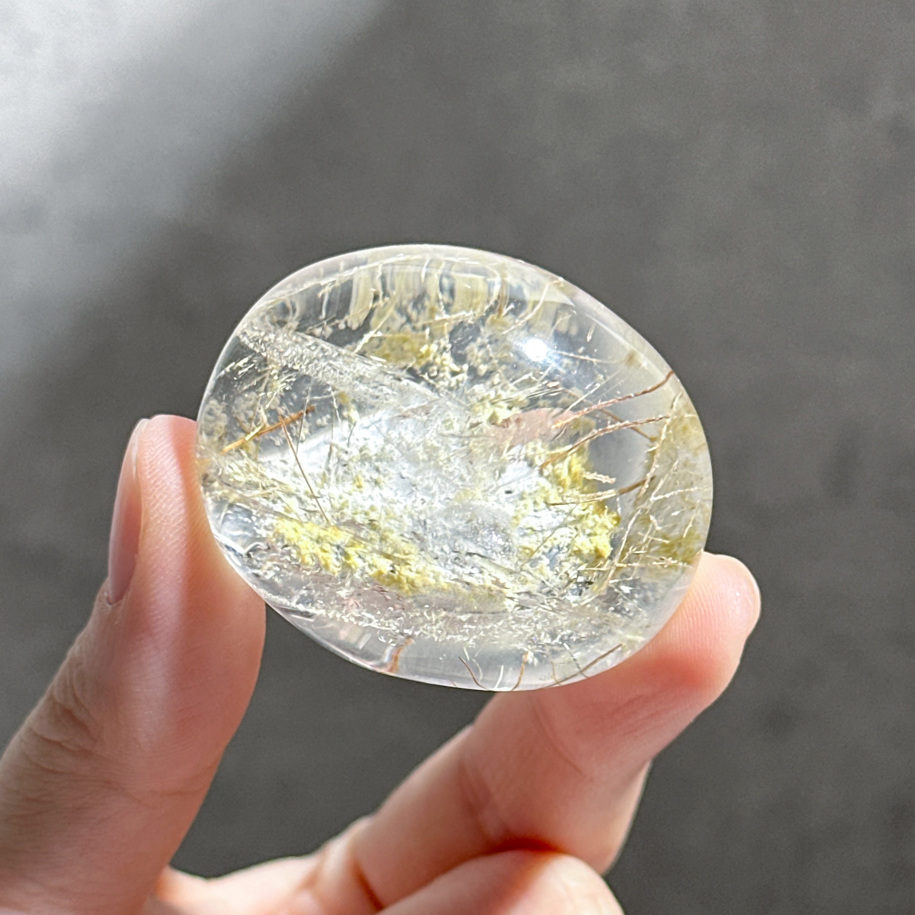 ルチル入り◎ミナスジェライス産ガーデンクォーツ レンズ12◇Garden Quartz◇天然石・鉱物・パワーストーン