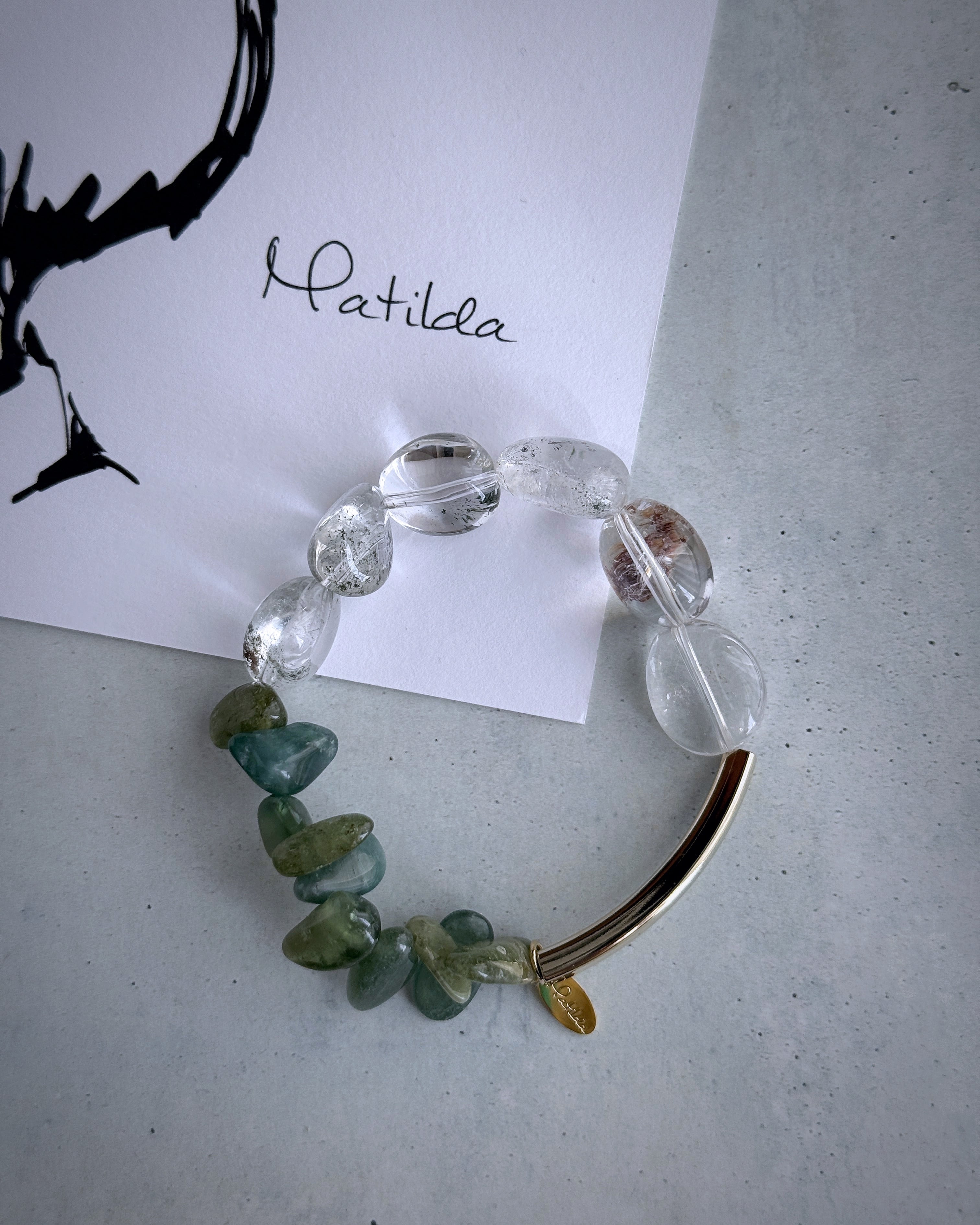 Tube & stone bracelet(ガーデンクォーツ×グリーンアパタイト)