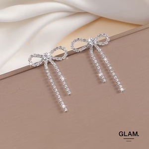 リボンビジューロングピアス