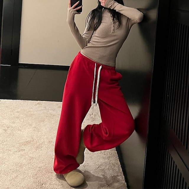 インナーフリースドロストスウェットパンツ［XS-XL］