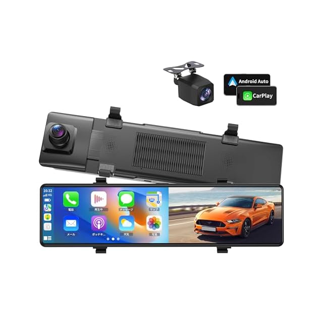 ドライブレコーダー ミラー型【4K 12インチ CarPlayとAndroidAuto対応