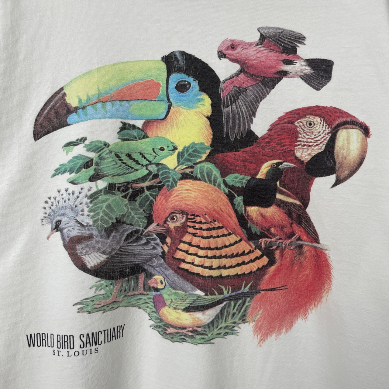 90s USA製 鳥 アニマルTシャツ 古着 ヴィンテージ 白 アニマル 動物 90 