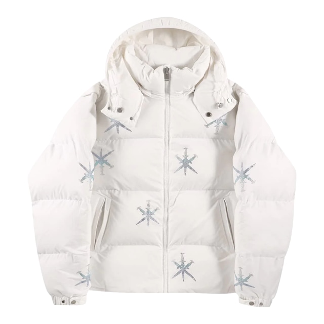 【UNKNOWN LONDON】WHITE GRADIENT RHINESTONE PUFFER