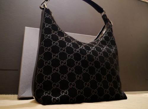 美品◆GUCCIグッチ GG キャンバスxレザー ワンショルダー バッグ黒◆