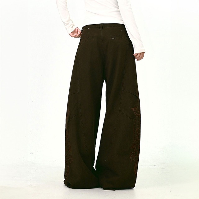 フローラルエンブロイダリーストリートワイドパンツ 2col   R01377