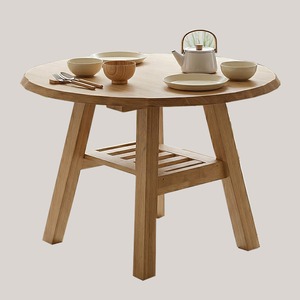 丸テーブル 100cm ダイニングテーブル 円形 ラバーウッド無垢材 一枚板風 収納棚付き ナチュラル 北欧 円卓 おしゃれ 円形テーブル 天然木 和モダン 北欧 和風 2人掛け テーブル単品 棚付き 単品 mtd-0019