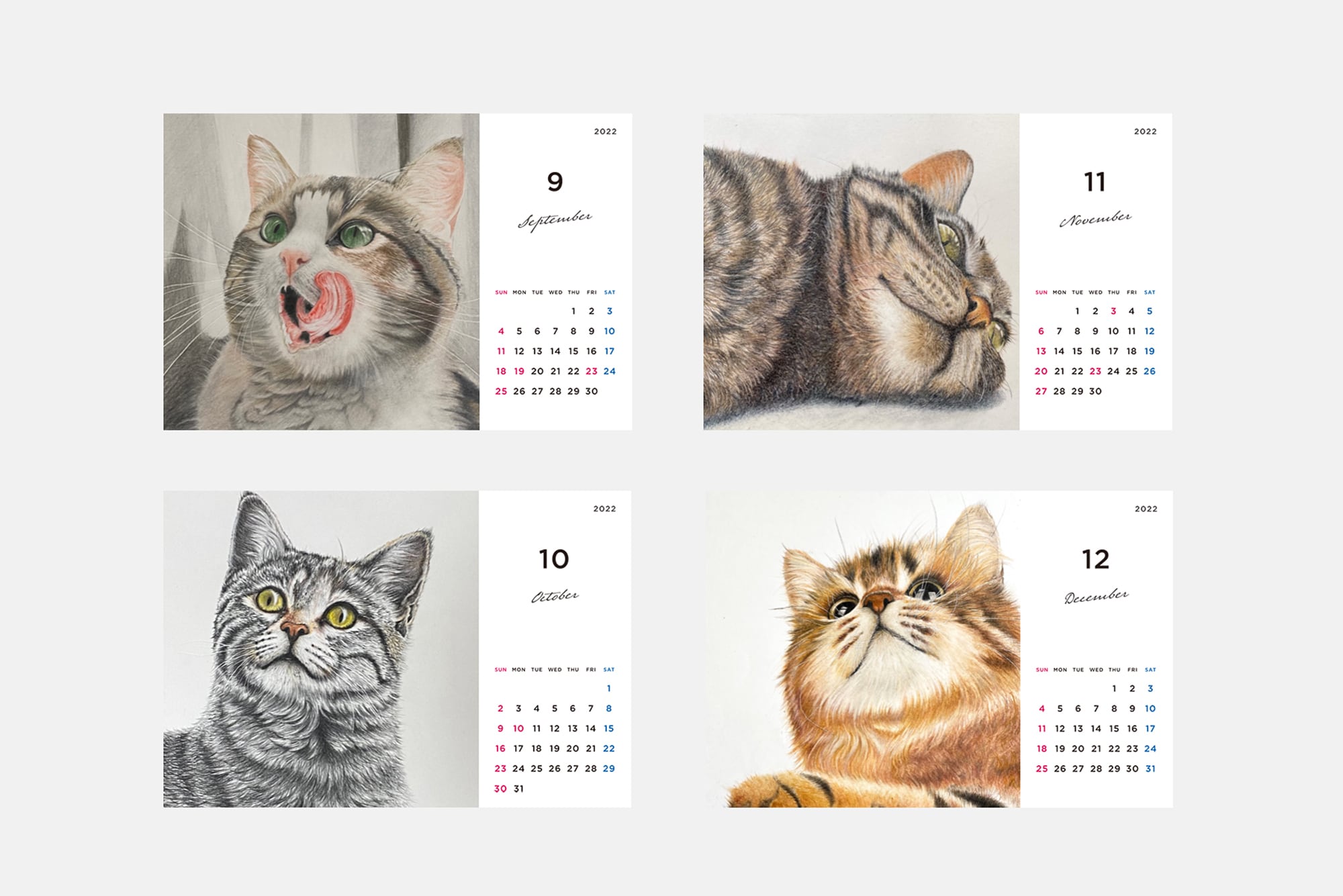 2022年ハガキサイズ卓上カレンダー