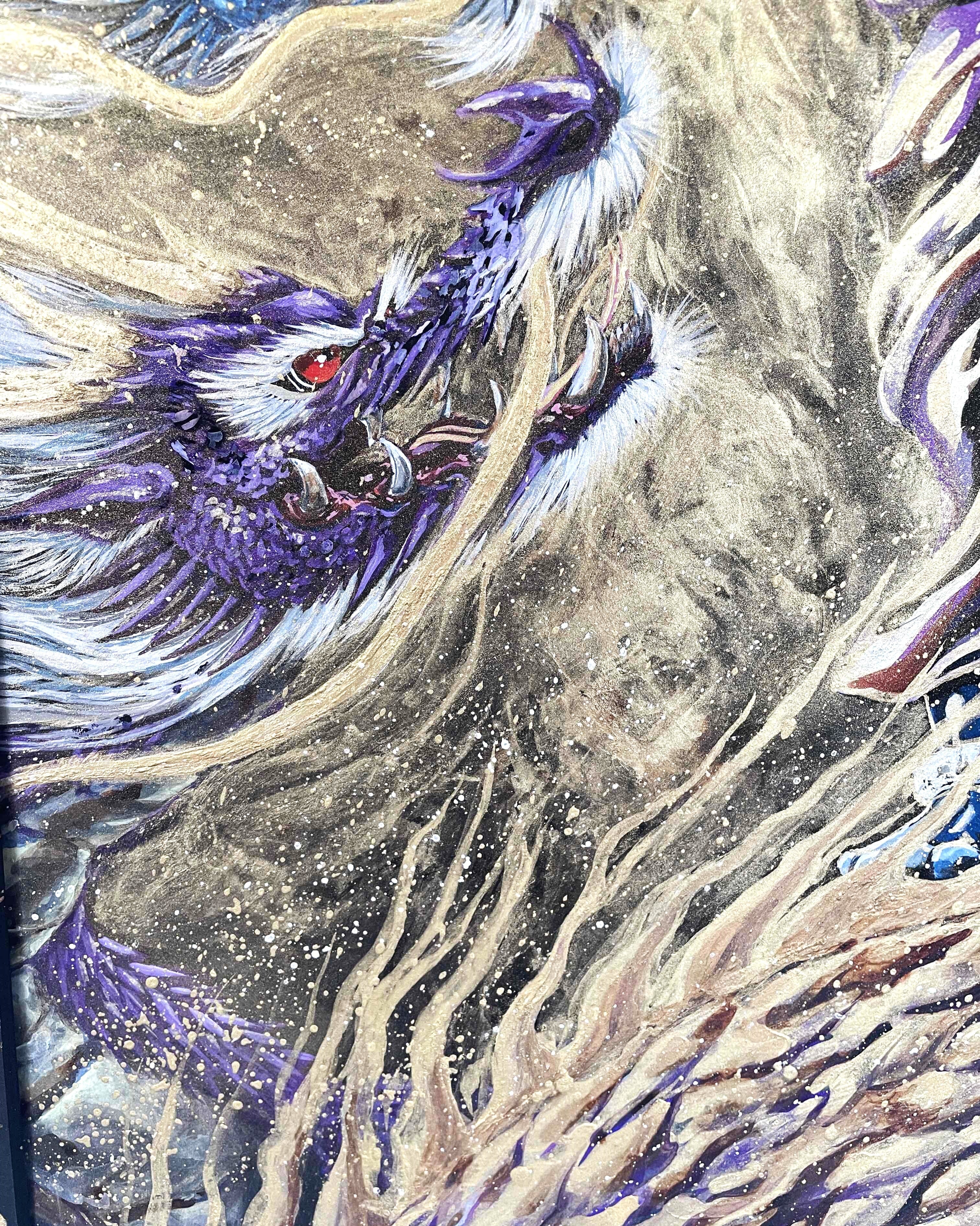 現代水墨画家 絵師白道 「青不動明王と八大龍王」直筆作品 証明書