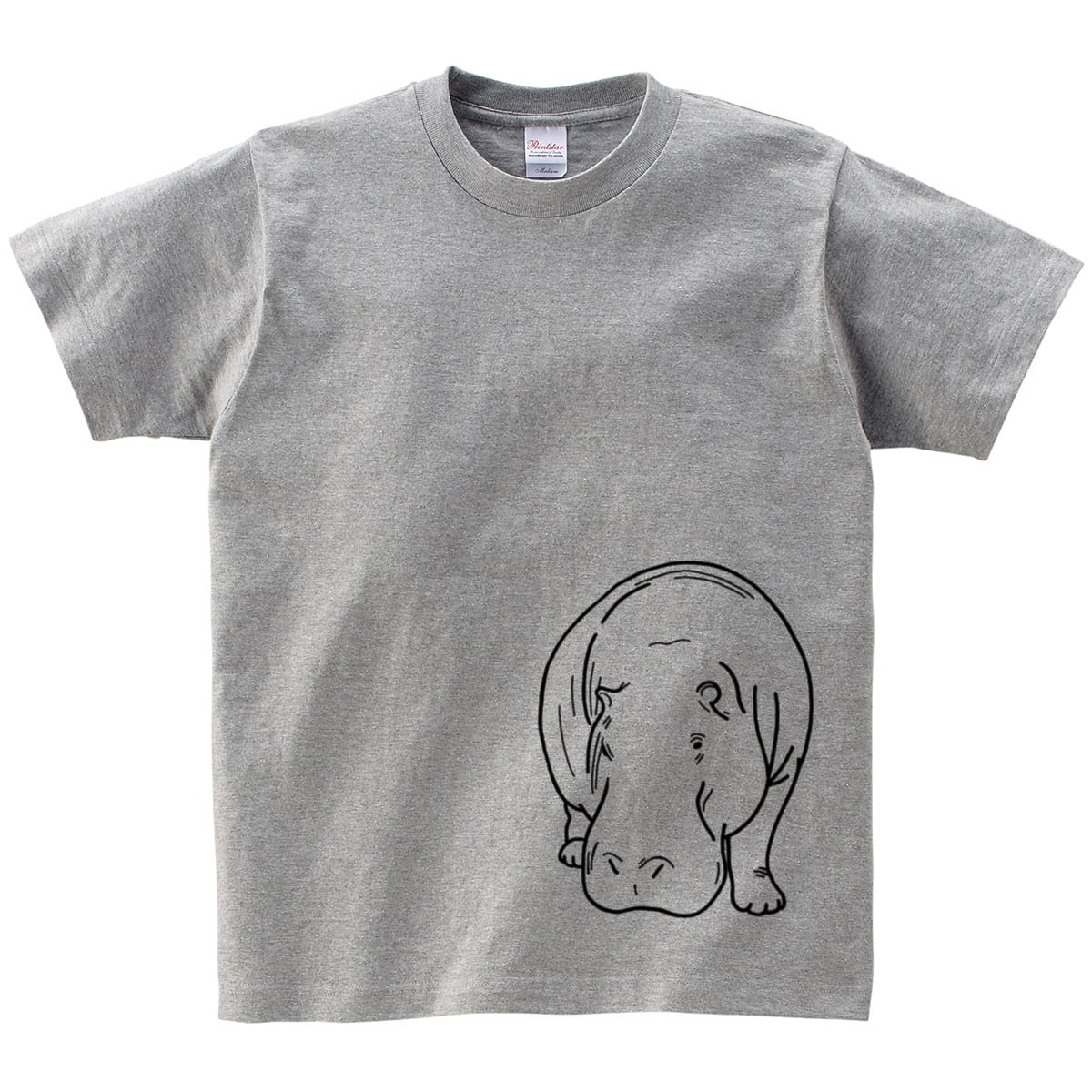 手描き カバ Tシャツ am02 動物 アニマル 女性 男性 クール 哺乳類