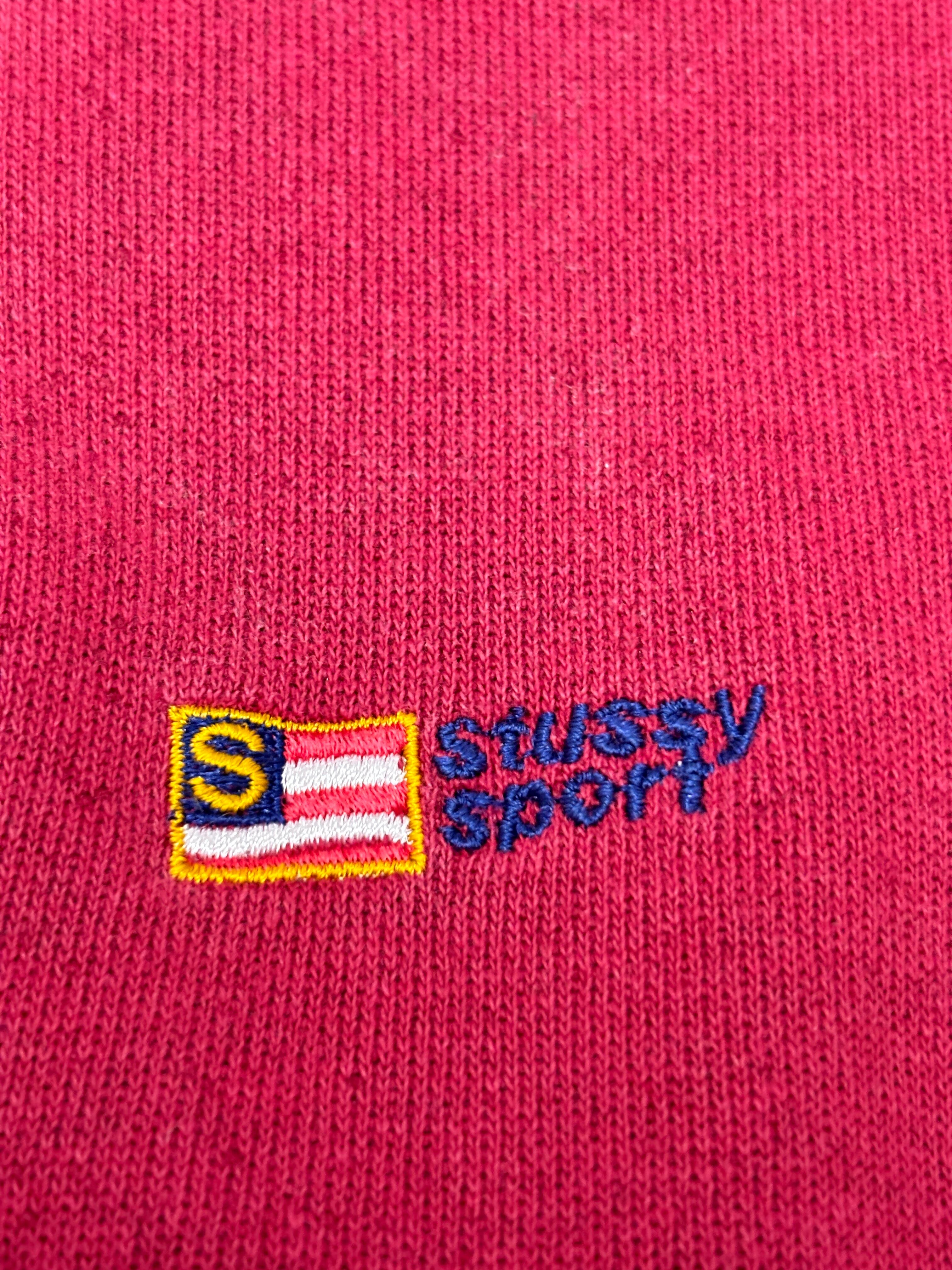 90s OLD STUSSY/STUSSY SPORT Logo Half zip Sweat/USA製/白タグ/M 