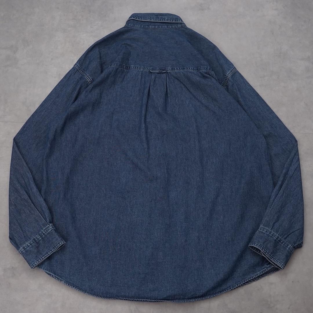 DISNEY ディズニー デニムシャツ 古着 ミッキー 刺繍 L 青 14427 | fuufu