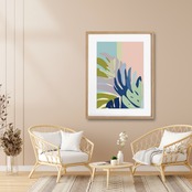 パステル・モンステラ｜柔らかな色彩の抽象ボタニカルアートポスター｜癒しとおしゃれを添える人気デザイン｜A2ポスター