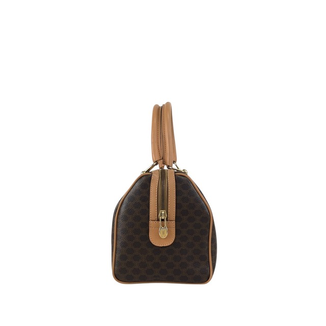CELINE セリーヌ マカダム ハンドバッグ ブラウン PVC レザー ボストン  vintage ヴィンテージ オールド 2iu55c