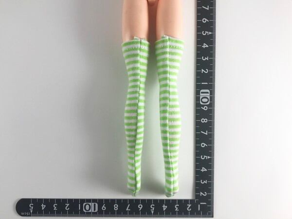 ドールアクセサリ 1/6 女性用 靴下 ストッキング 緑白縞 TKDG23G85-24 - 画像2