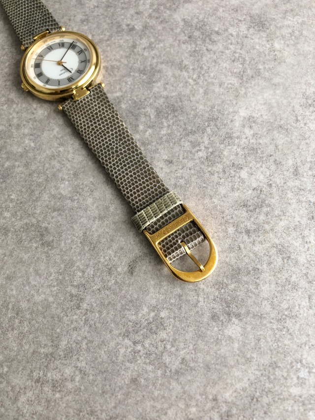 Christian Dior クリスチャン ディオール 腕時計 ゴールド×グレー ローマ文字 リザード型押し クウォーツ vintage ヴィンテージ オールド 3006 vwkm72