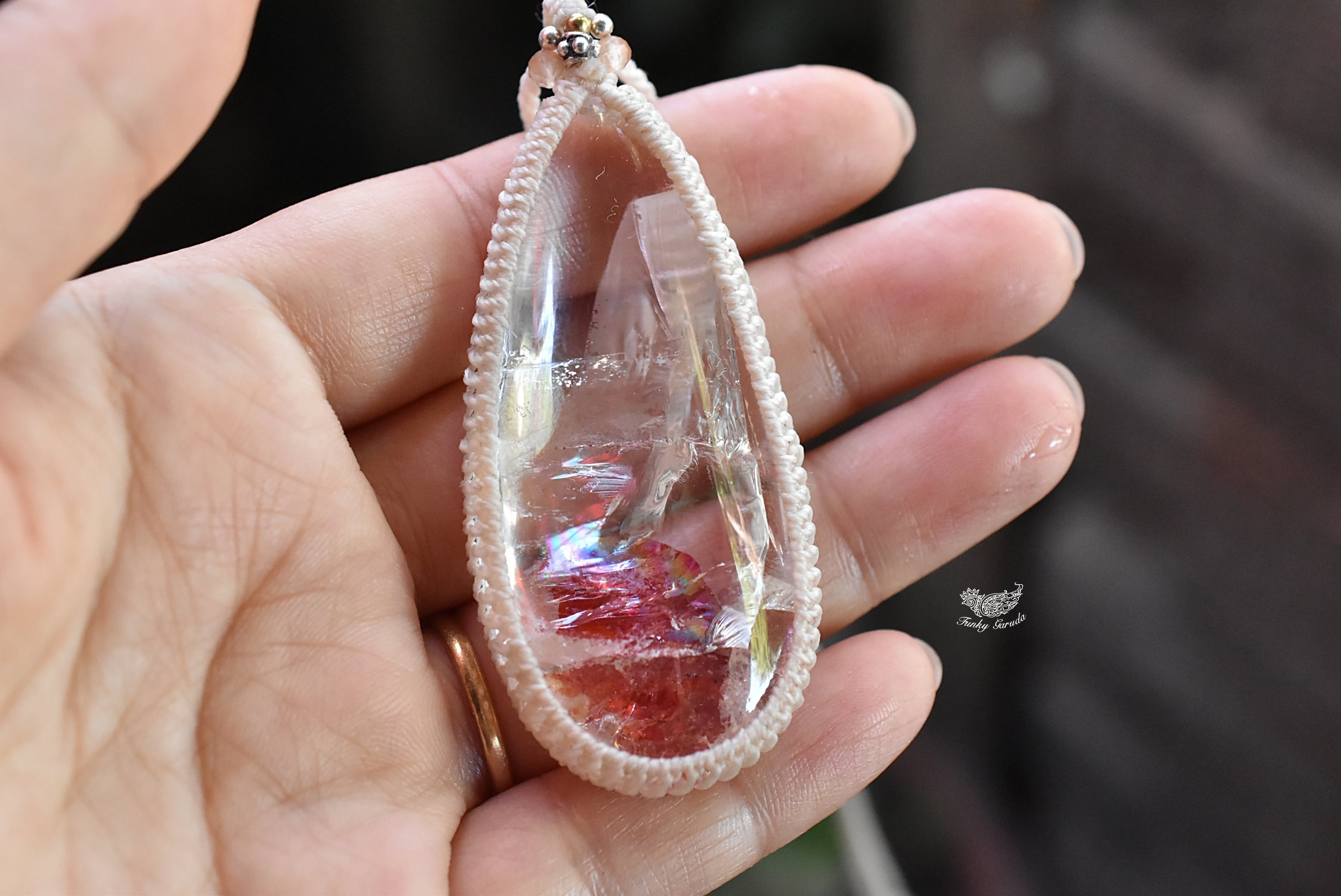 ♡ローズクォーツ・レッドアンバー ・モルガナイトなどマクラメネックレス ♡ローズクォーツ・レッドアンバー ・モルガナイトなどマクラメネックレス