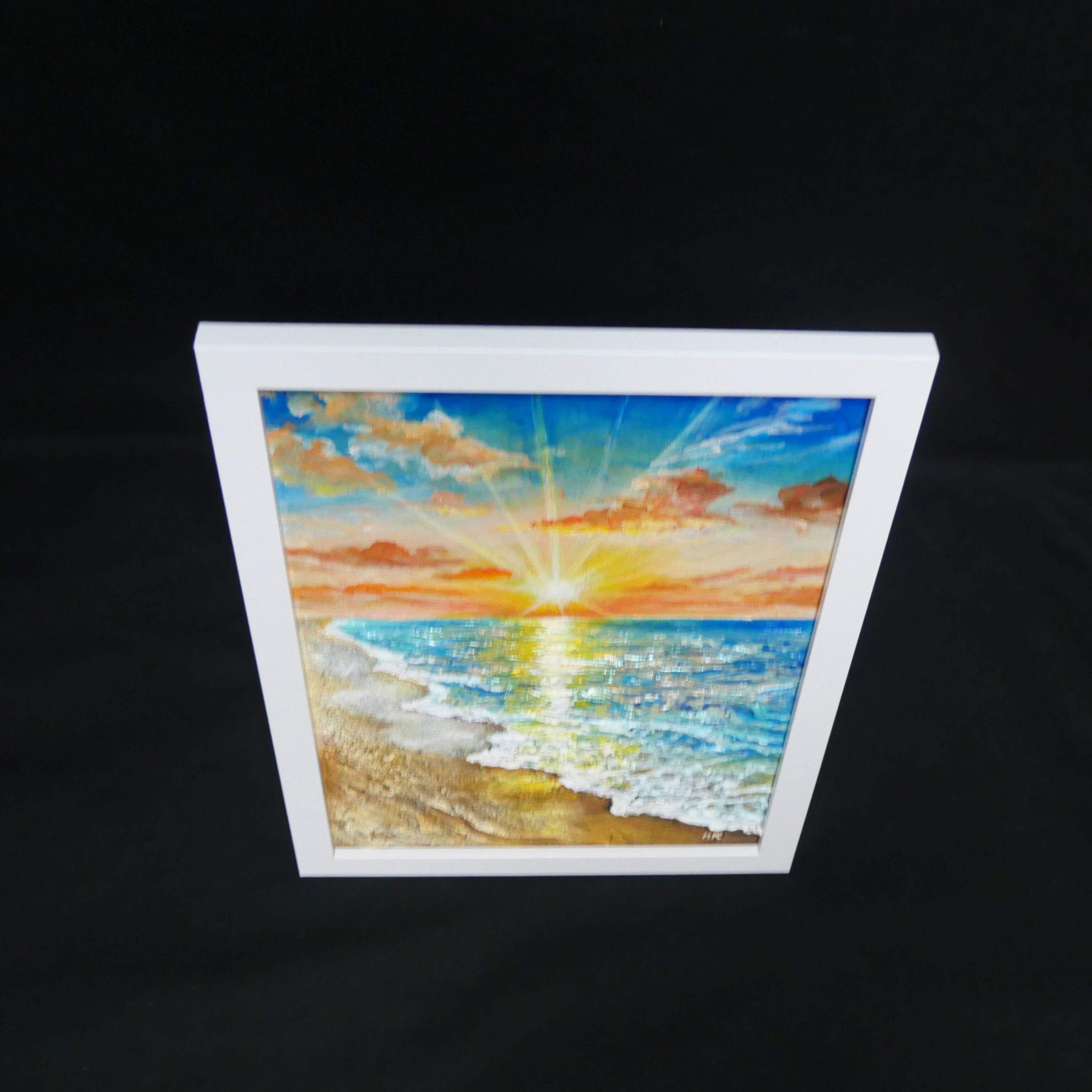 黄金比の朝景】油絵 原画 海の絵 朝日 風景画 夏のインテリア 新築祝い