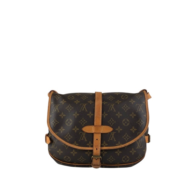 LOUIS VUITTON ルイヴィトン モノグラム ショルダーバッグ ブラウン PVC レザー ソミュール30 vintage ヴィンテージ オールド dzuvmj