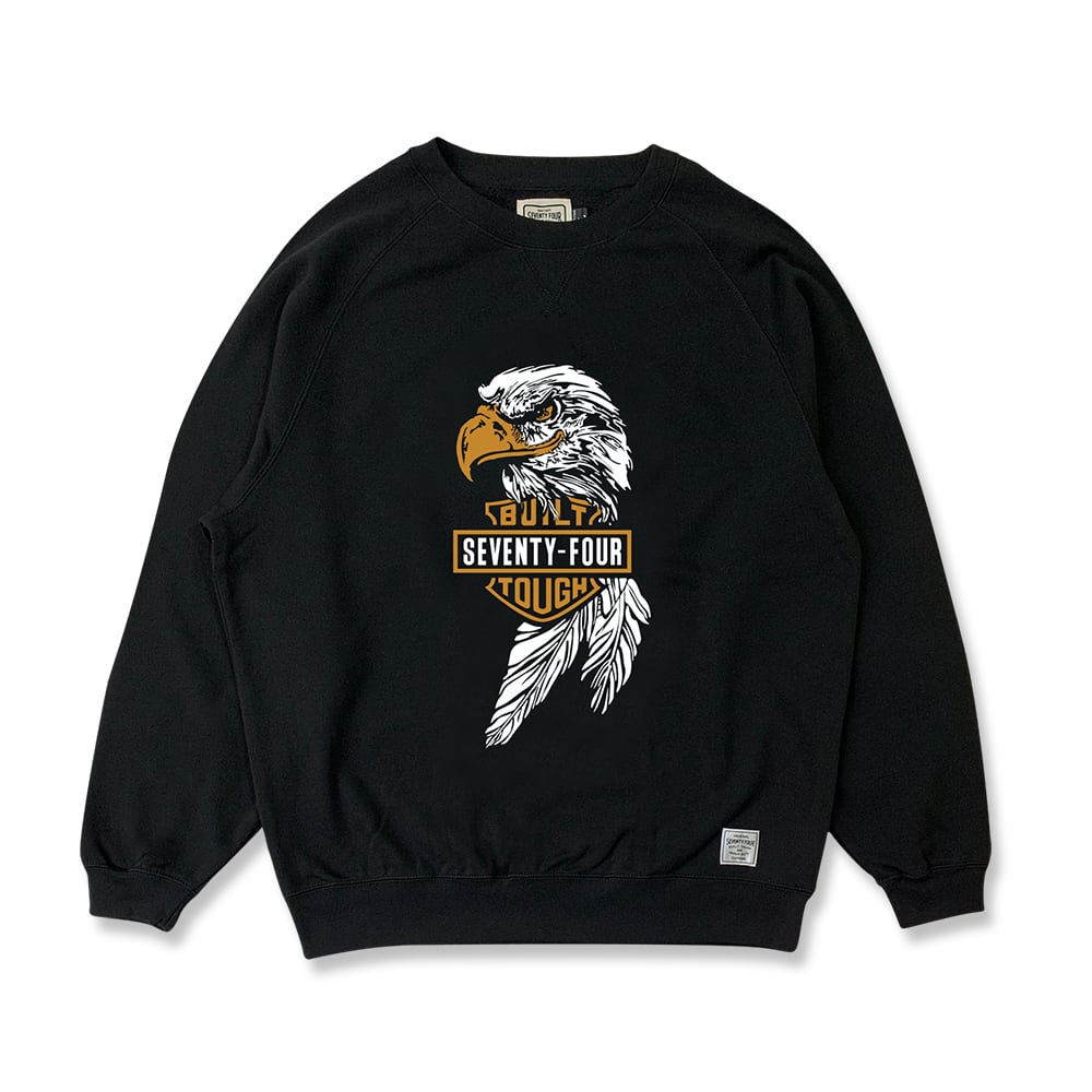 クルーネックスウェット / SEVENTY FOUR(セブンティーフォー) / CREW NECK SWEAT SHIRT (EAGLE FACE)(BLACK)(STF26SS8)
