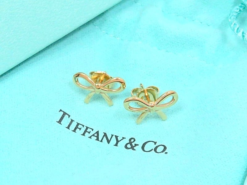 TIFFANY&Co ティファニー 750 ボウ ピアス リボン ローズゴールド