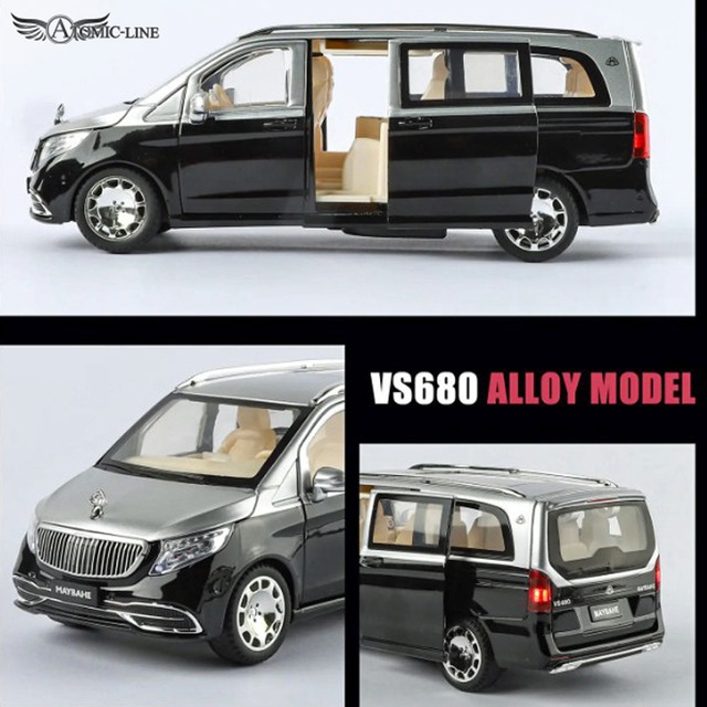 Mercedes マイバッハ VS680 MPV ミニカー 1/24 キーレスリモコン 全2色 ライト点灯 エンジンサウンド 合金モデル 模型 ジオラマ