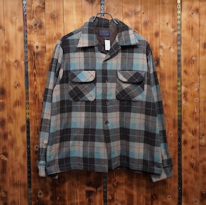70s pendleton ボードシャツ L/ペンドルトン チェック オープンカラーシャツ 開襟シャツ