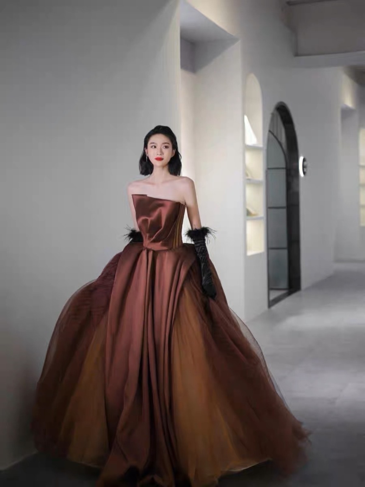 モードカラー：ふんわりチョコカラードレス | Miharu shop美晴ドレス  