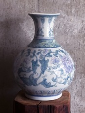 中国製造/ヴィンテージ客家 パステル花器