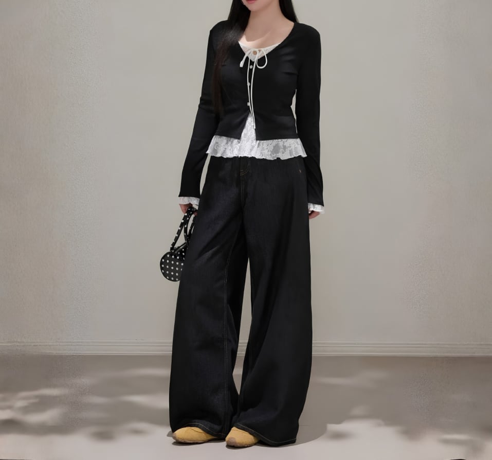 denim wide pants / l1013