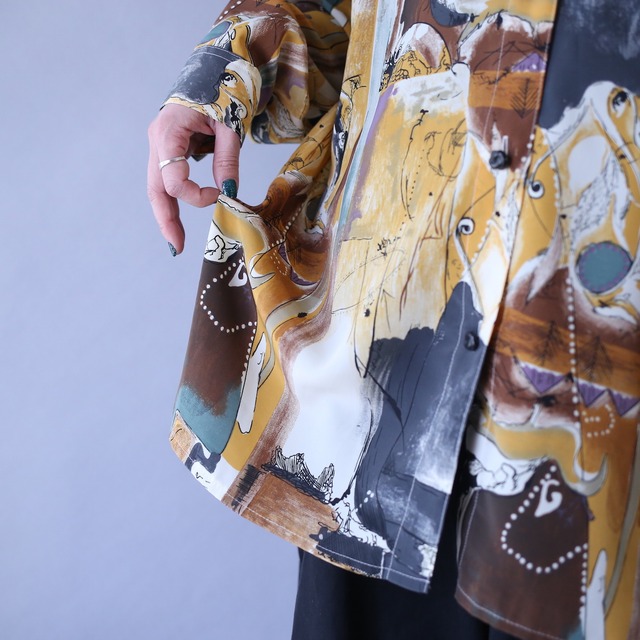 mysterious art pattern loose silhouette shirt