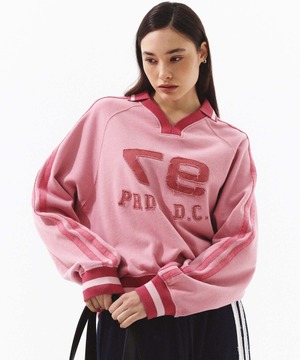 [PRENDA] PRENDA LOGO TAPE APPLIQUE SWEATSHIRTS DEELA PINK