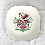 手描き飾り皿　スクウェアプレート　にわとり　KGLUNEVILLE リュネビル Comtesse du Barry 19twc3
